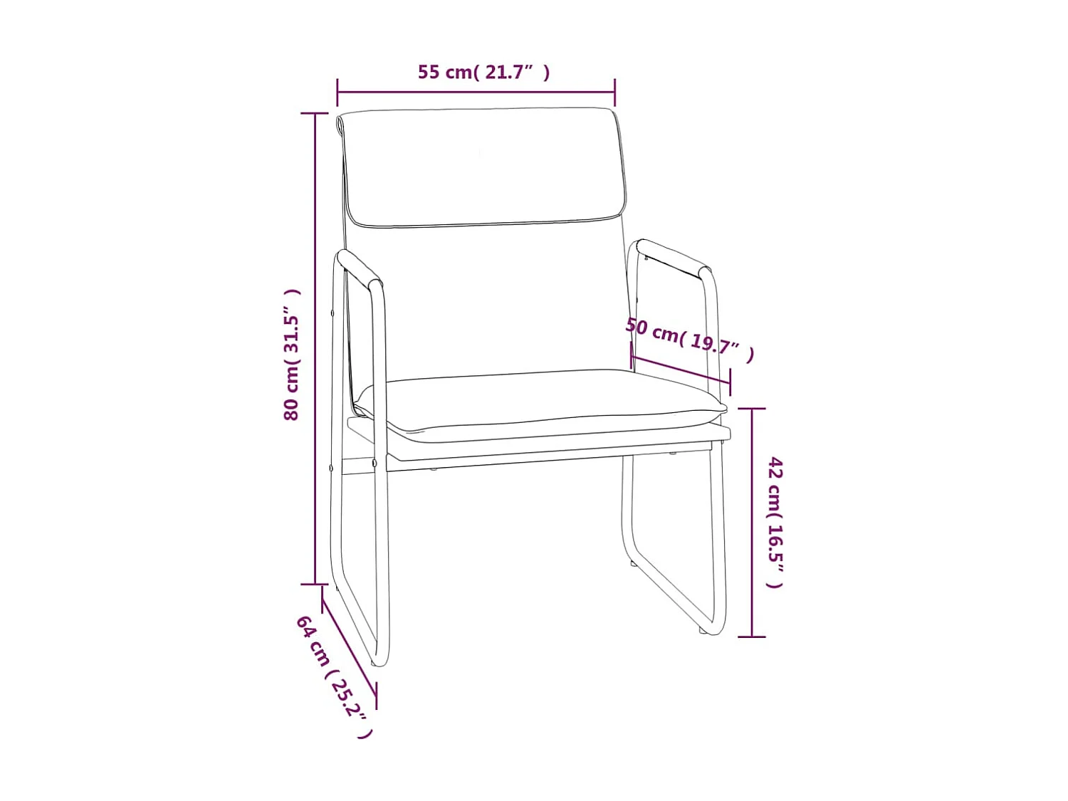Chaise longue Crème 55x64x80 cm Tissu