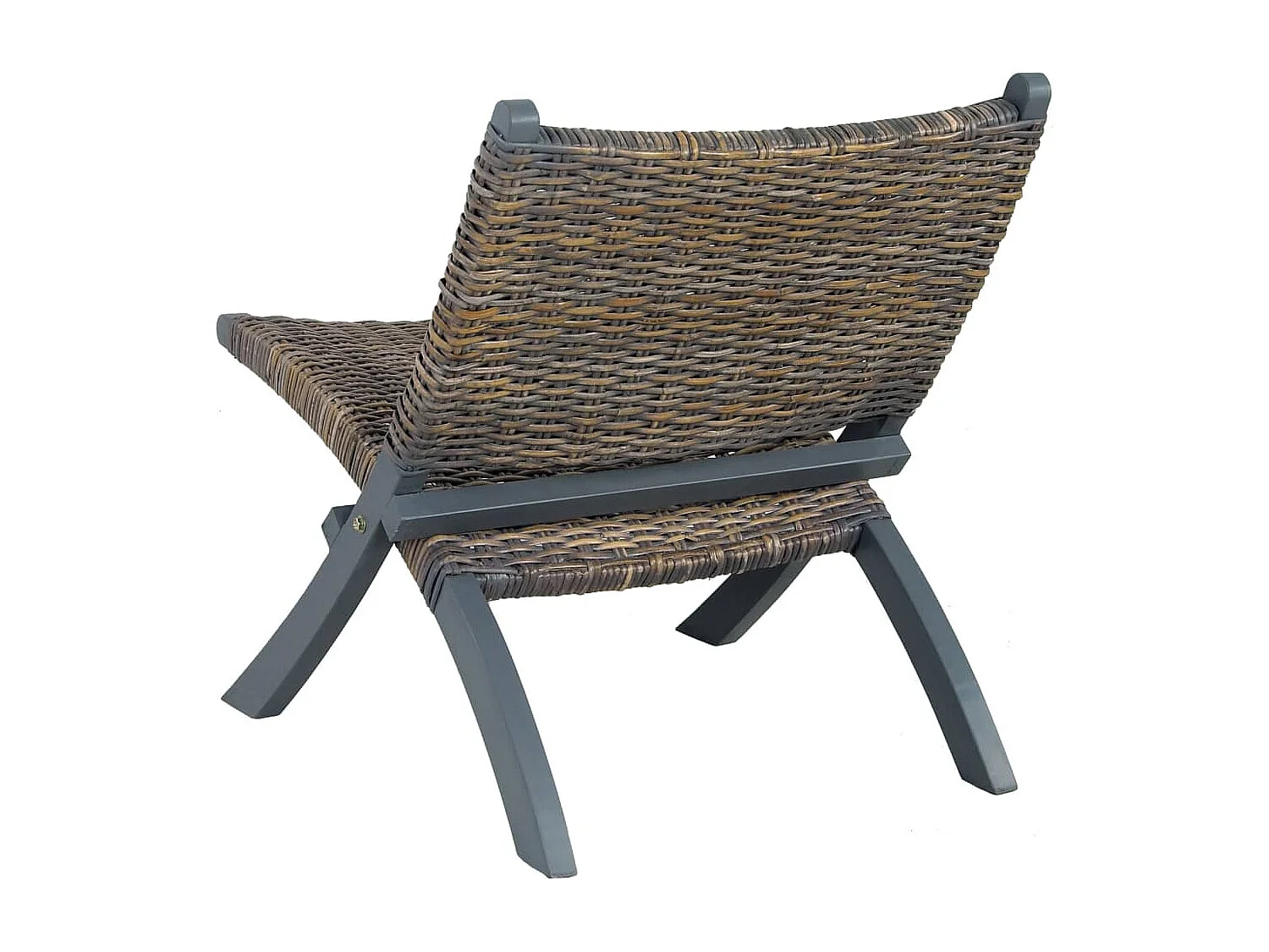 Relaxstoel natuurlijk kubu rattan en massief mahoniehout grijs