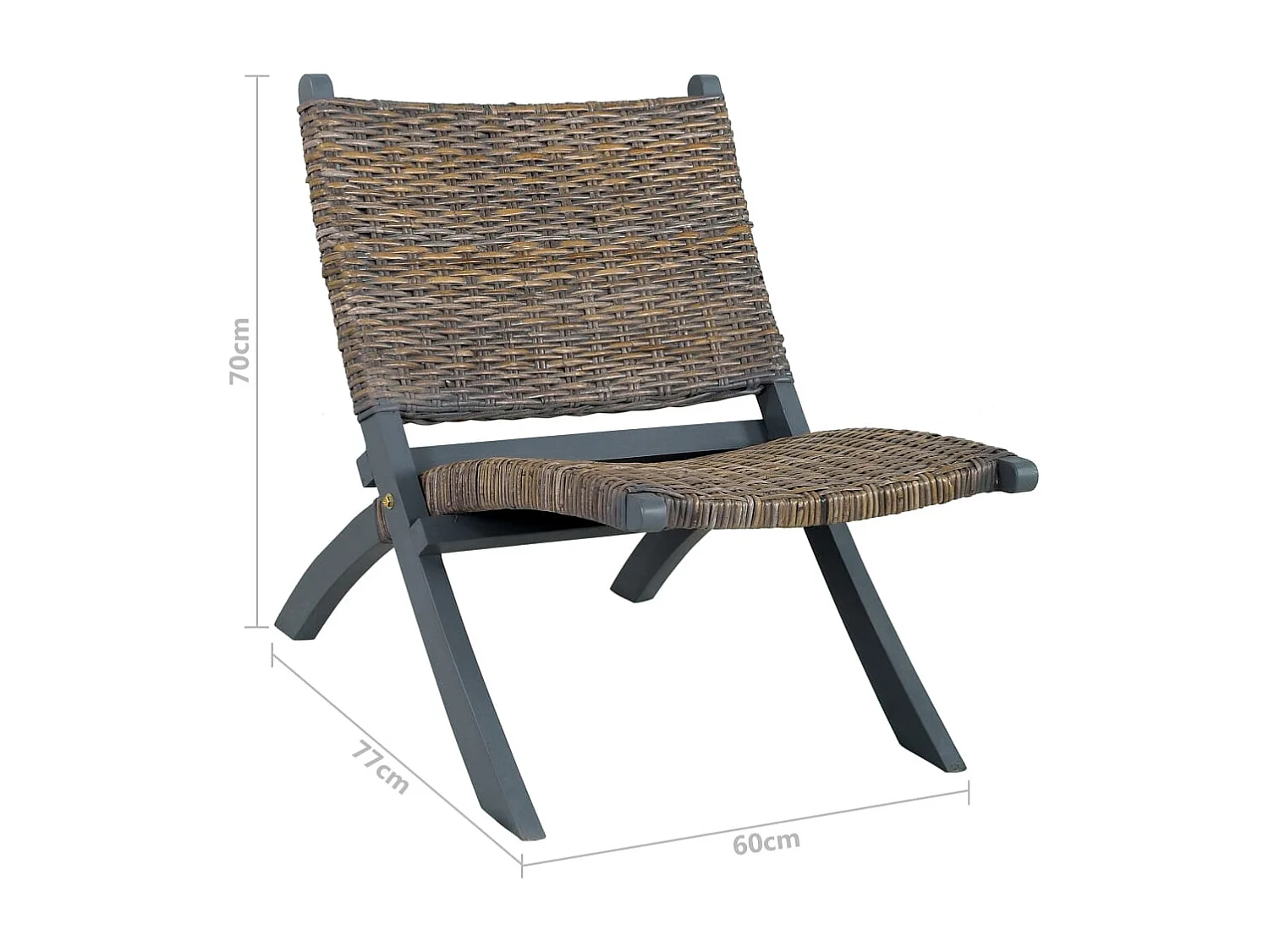 Relaxstoel natuurlijk kubu rattan en massief mahoniehout grijs