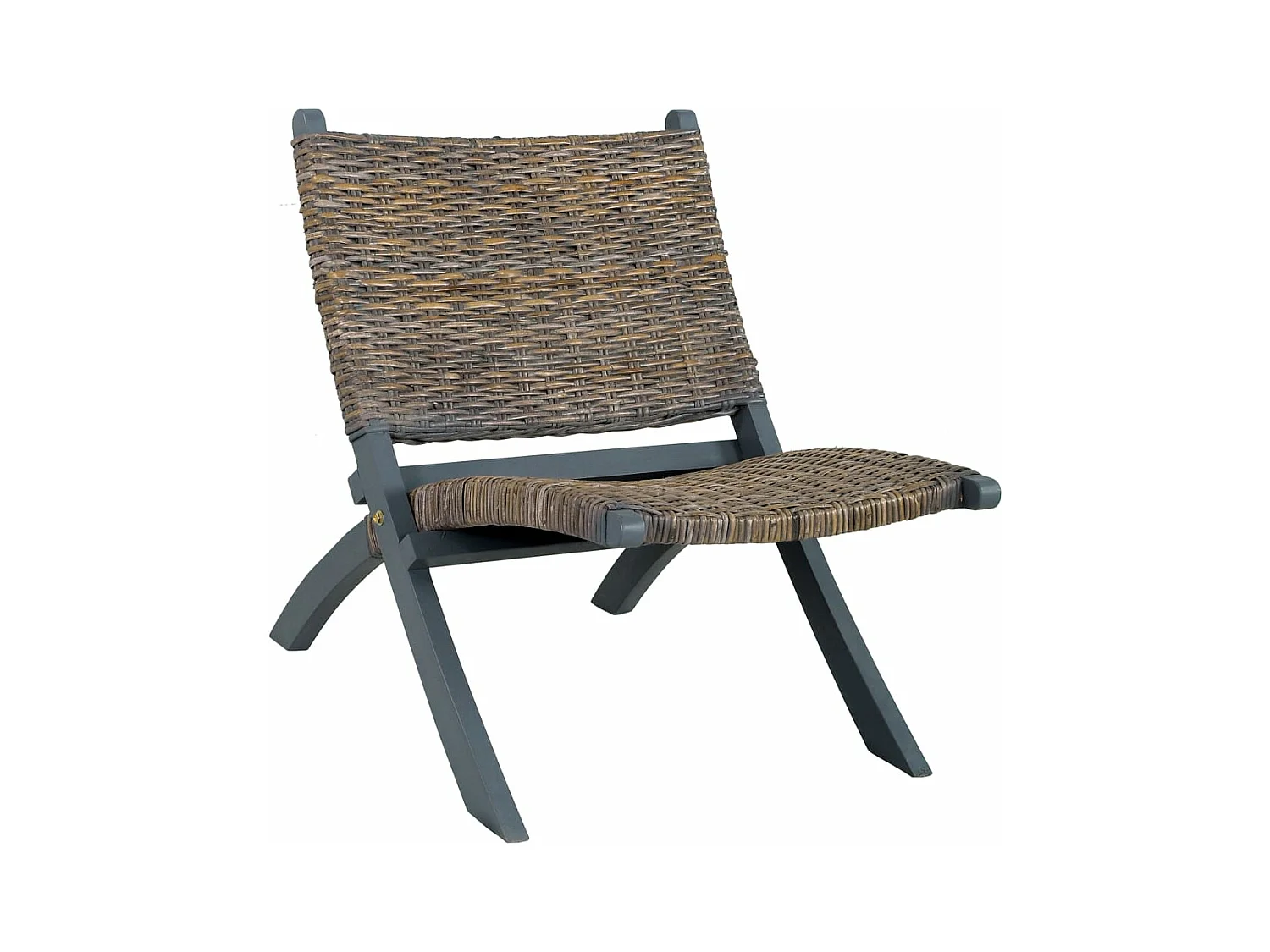 Silla de ratán kubu natural y madera maciza de caoba gris