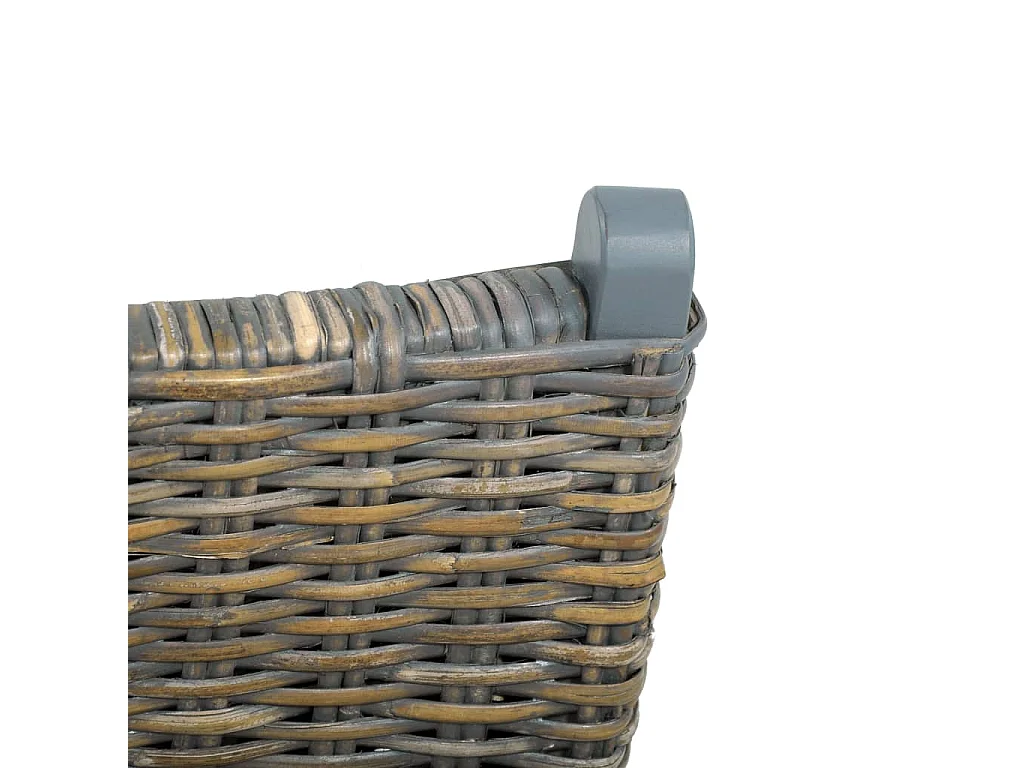 Relaxstuhl Grau Natur Kubu-Rattan und Massivholz Mahagoni