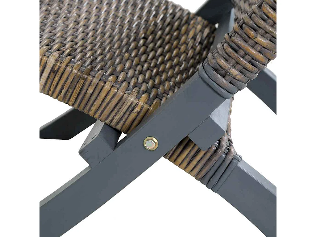 Relaxstuhl Grau Natur Kubu-Rattan und Massivholz Mahagoni