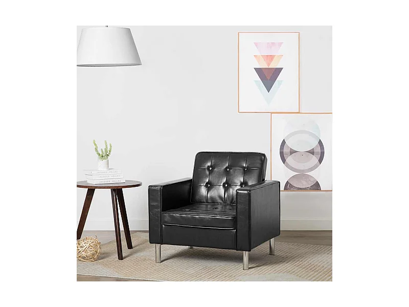 Fauteuil Noir 75x70x75 cm Similicuir