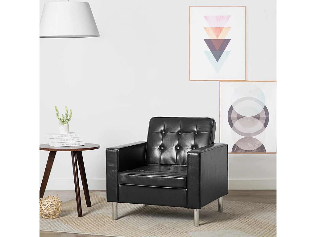 Fauteuil Noir 75x70x75 cm Similicuir