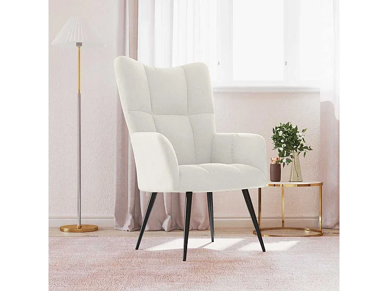 Chaise de relaxation Blanc crème Velours