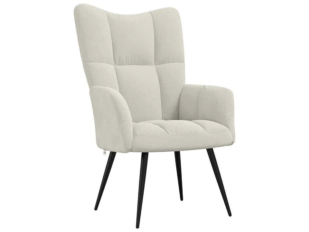 Relaxstoel fluweel crèmewit