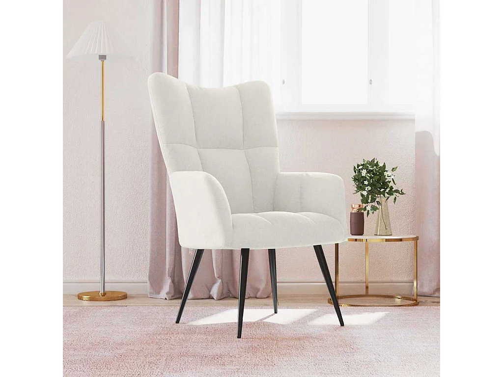 Relaxstoel fluweel crèmewit