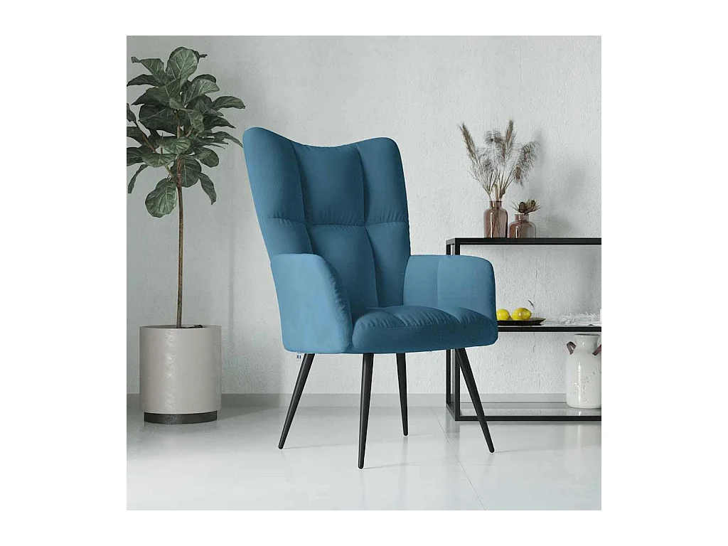 Chaise de relaxation Bleu Velours