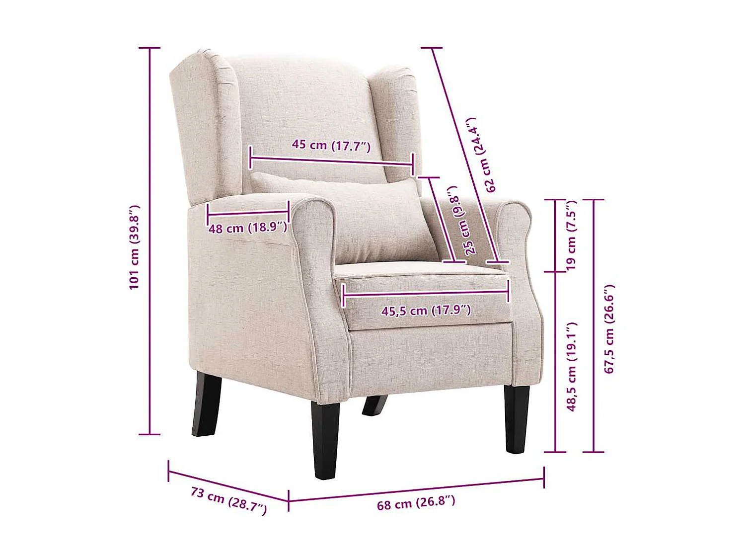 Fauteuil beige tissu