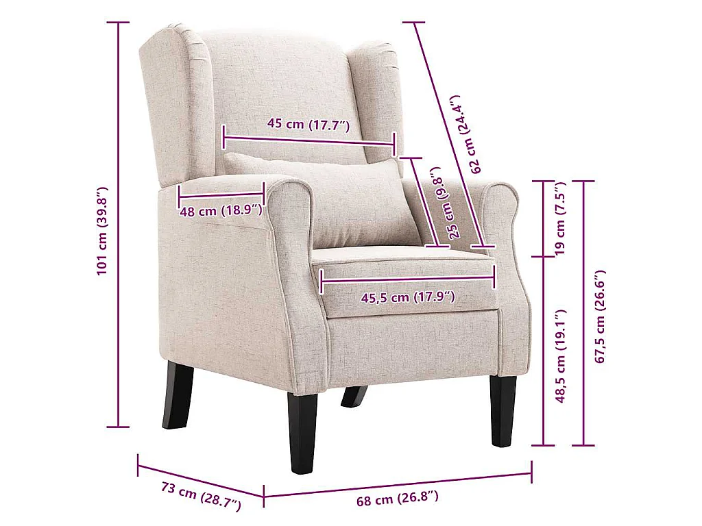 Sillón de tela beige
