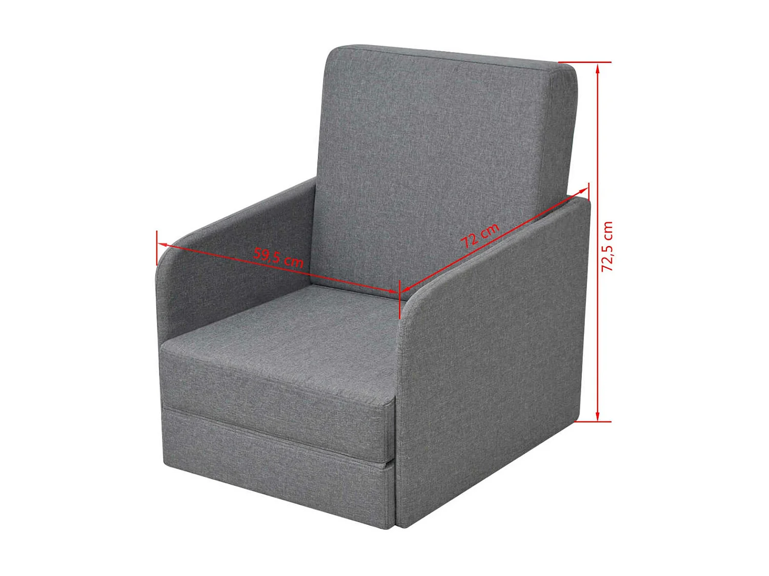 Fauteuil convertible gris clair tissu
