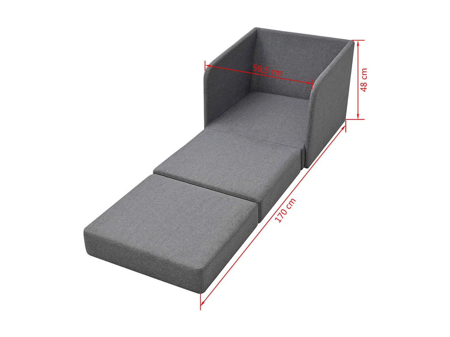 Fauteuil convertible gris clair tissu