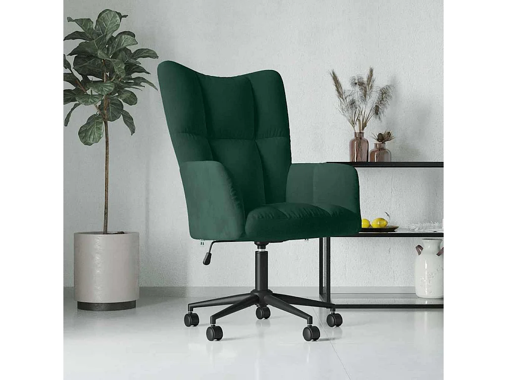 Chaise de relaxation Vert foncé Velours