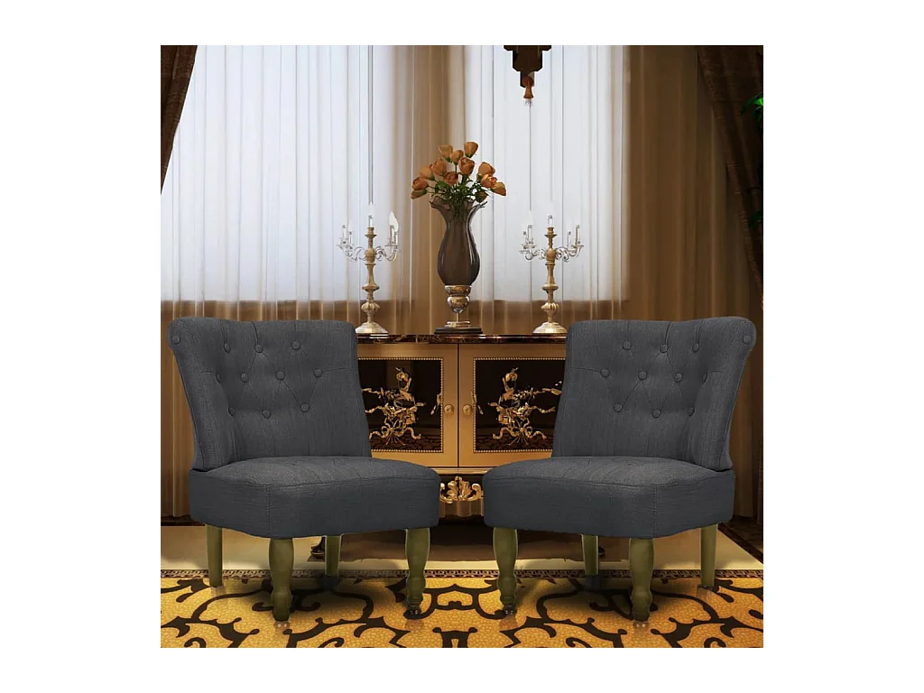 Chaises en style français lot de 2 gris tissu