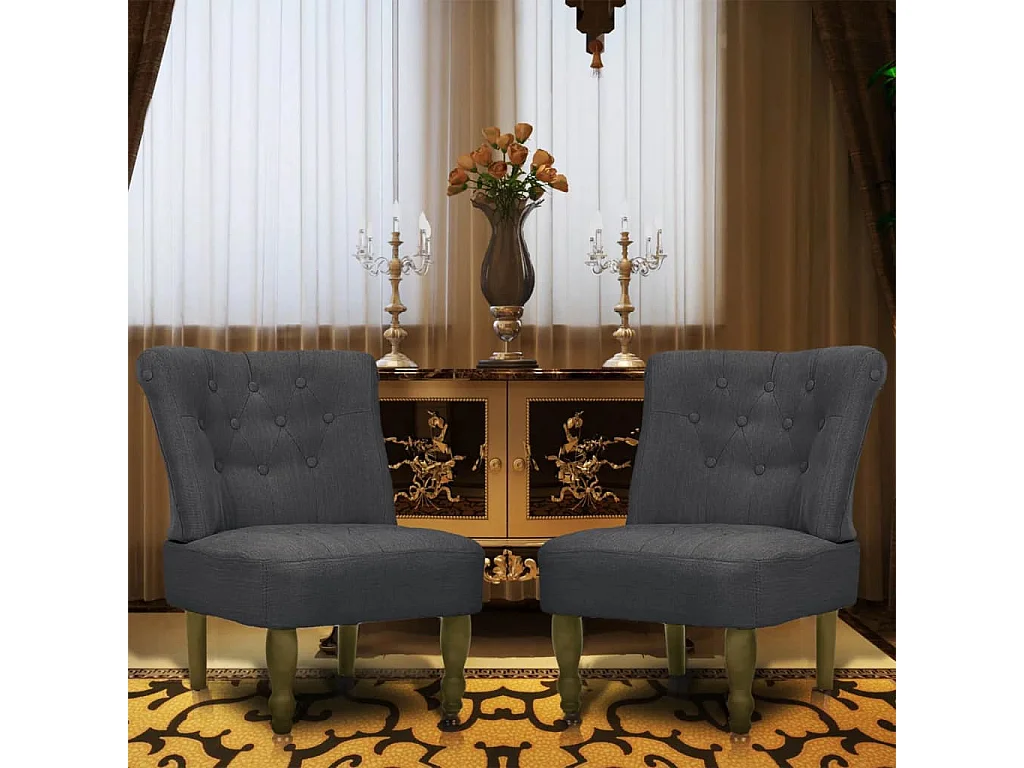 Chaises en style français lot de 2 gris tissu