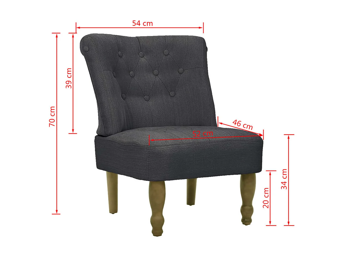 Chaises en style français lot de 2 gris tissu