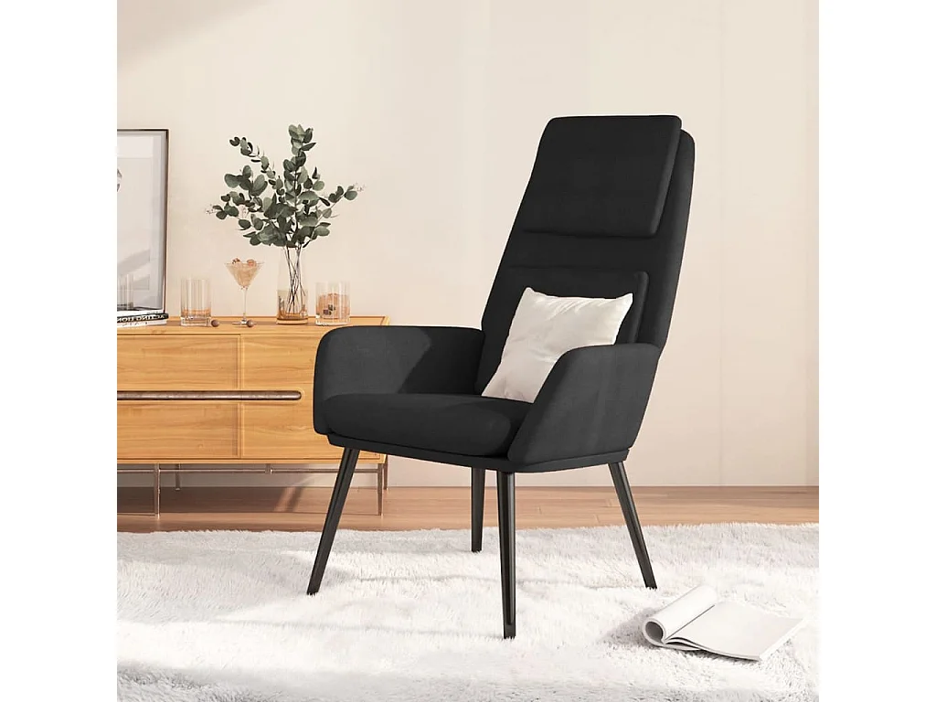 Chaise de relaxation Noir Tissu