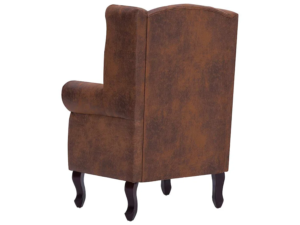 Fauteuil en voetenbank Chesterfield-stijl kunstsuède bruin