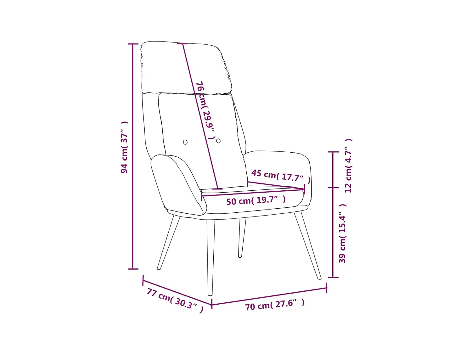 Chaise de relaxation Gris foncé Similicuir daim