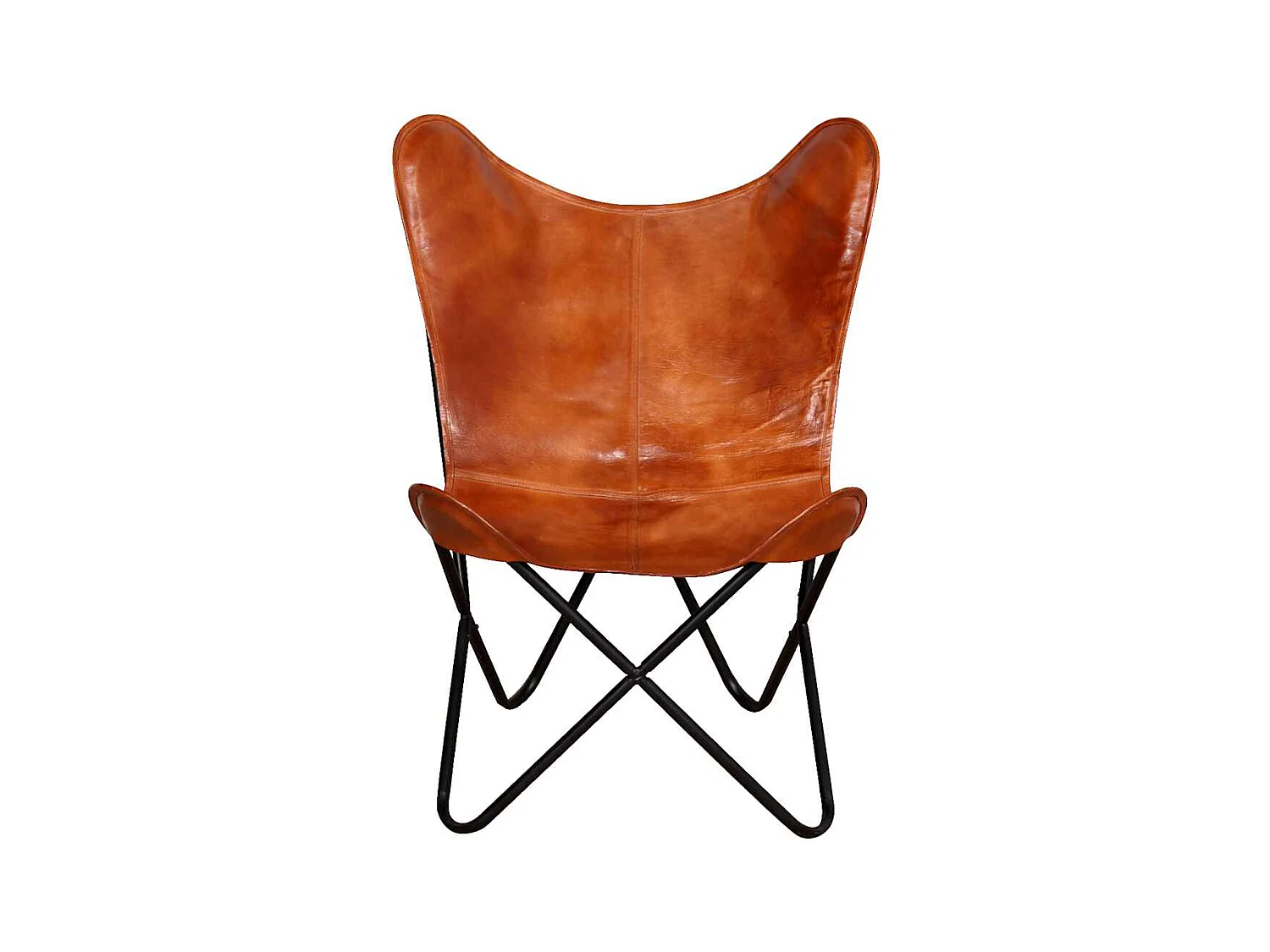 Chaise papillon Marron Cuir véritable