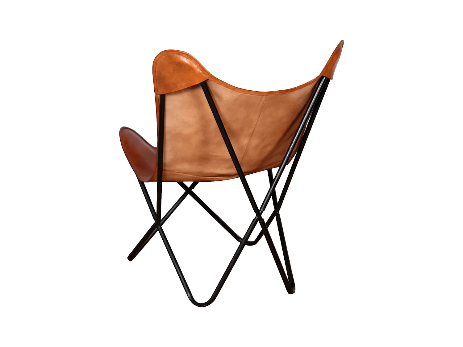 Chaise papillon Marron Cuir véritable