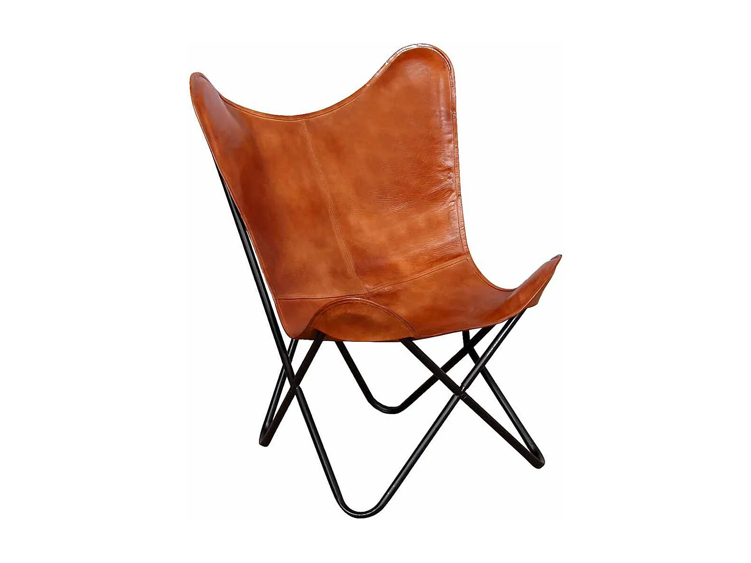 Chaise papillon Marron Cuir véritable