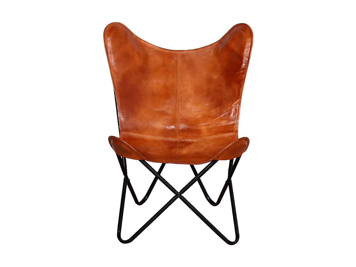 Chaise papillon Marron Cuir véritable