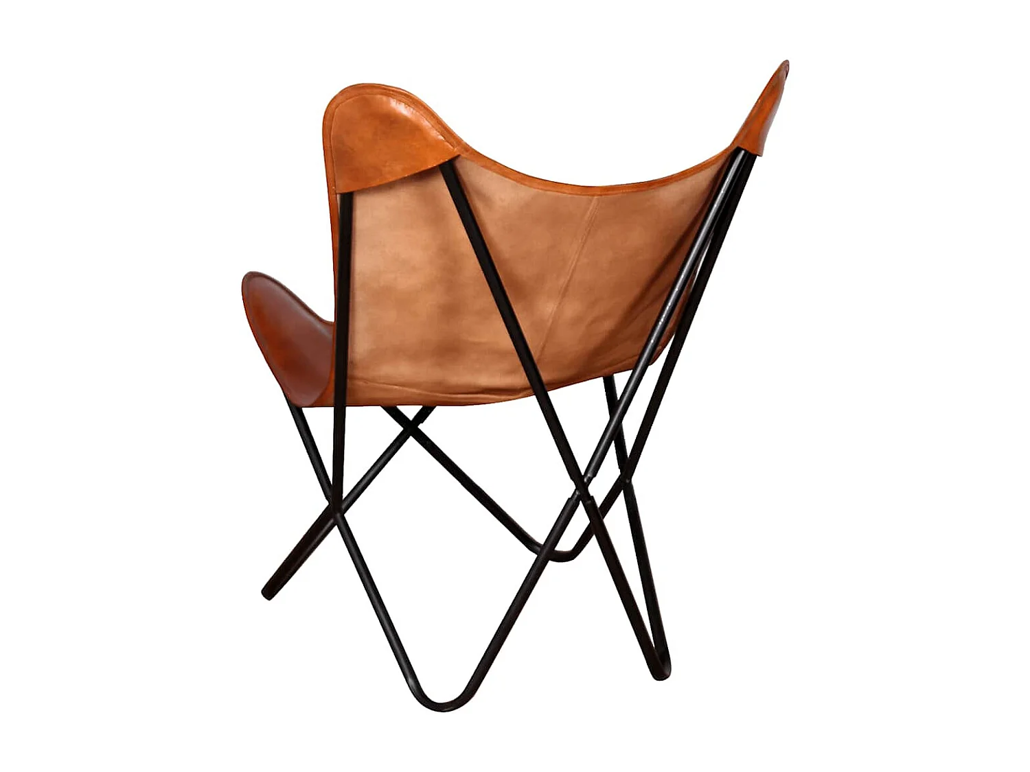 Chaise papillon Marron Cuir véritable