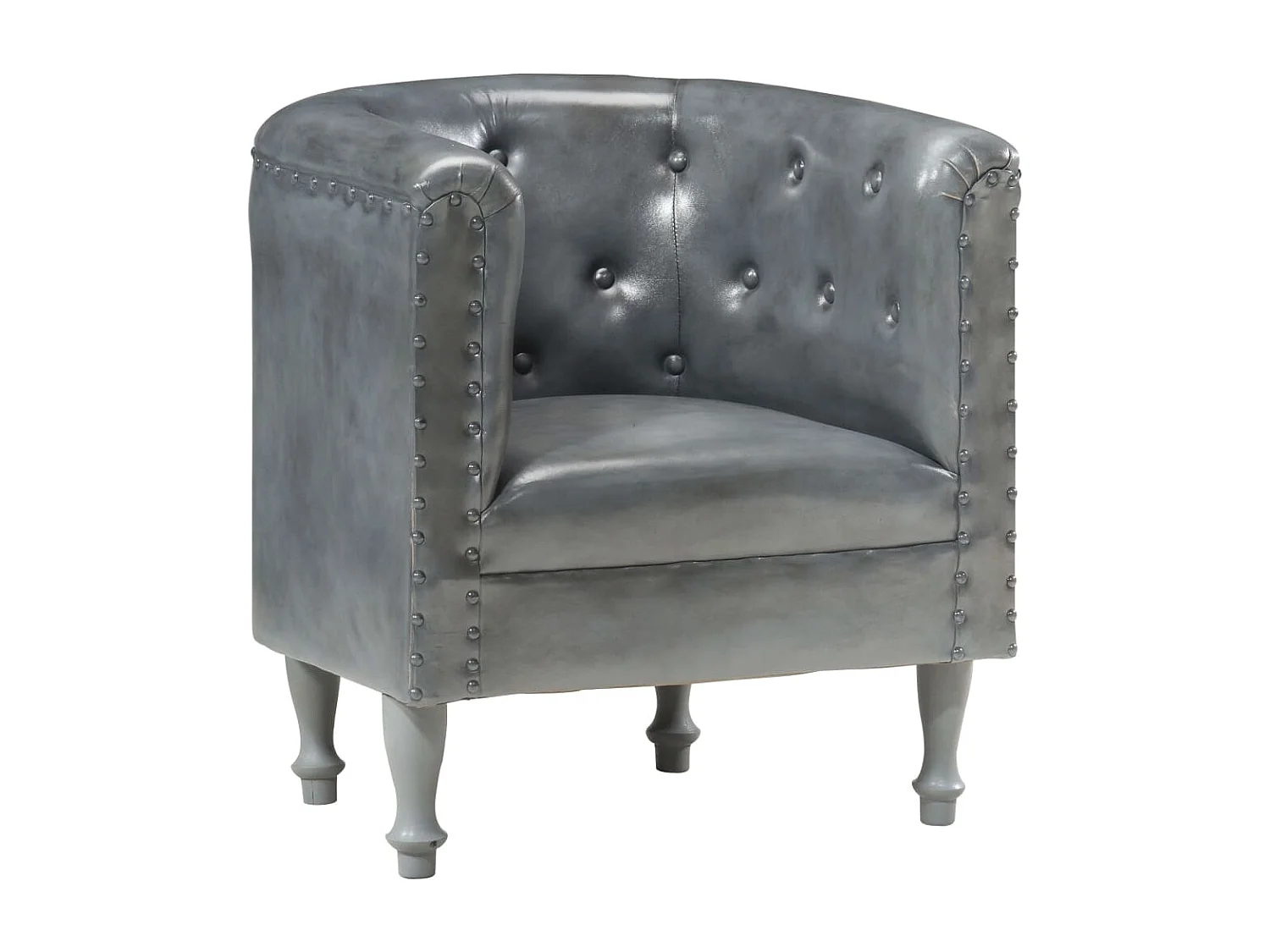 Chaise cabriolet Gris cuir véritable