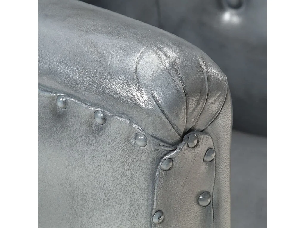 Chaise cabriolet Gris cuir véritable