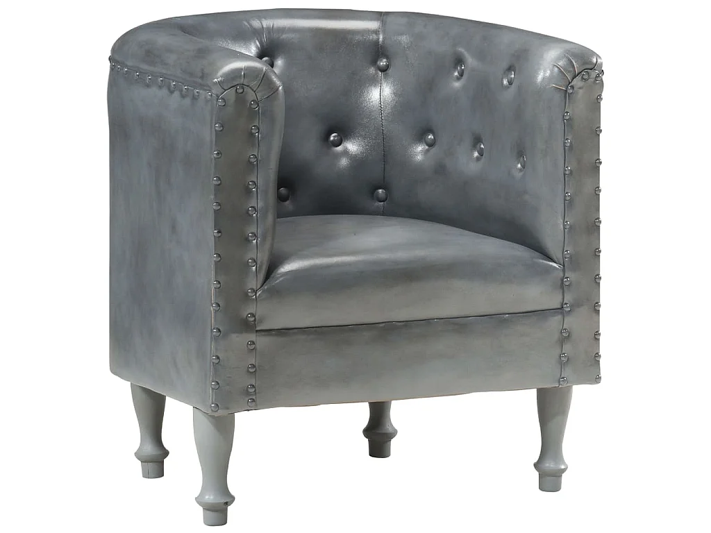 Chaise cabriolet Gris cuir véritable