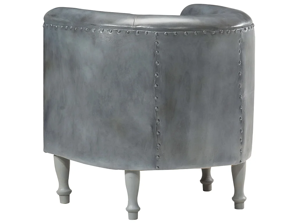 Chaise cabriolet Gris cuir véritable