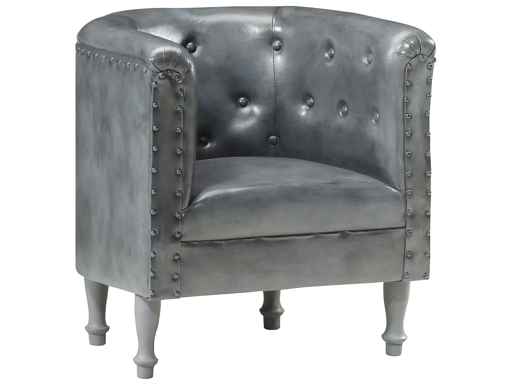 Chaise cabriolet Gris cuir véritable