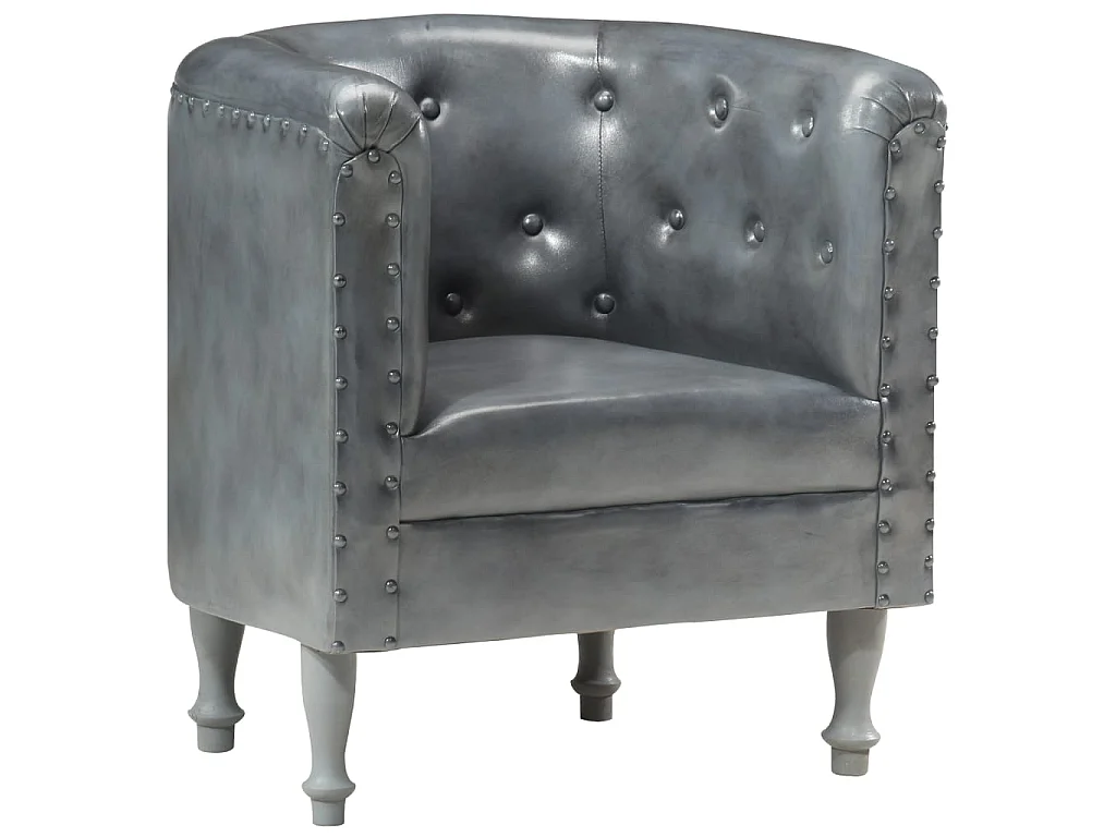 Chaise cabriolet Gris cuir véritable