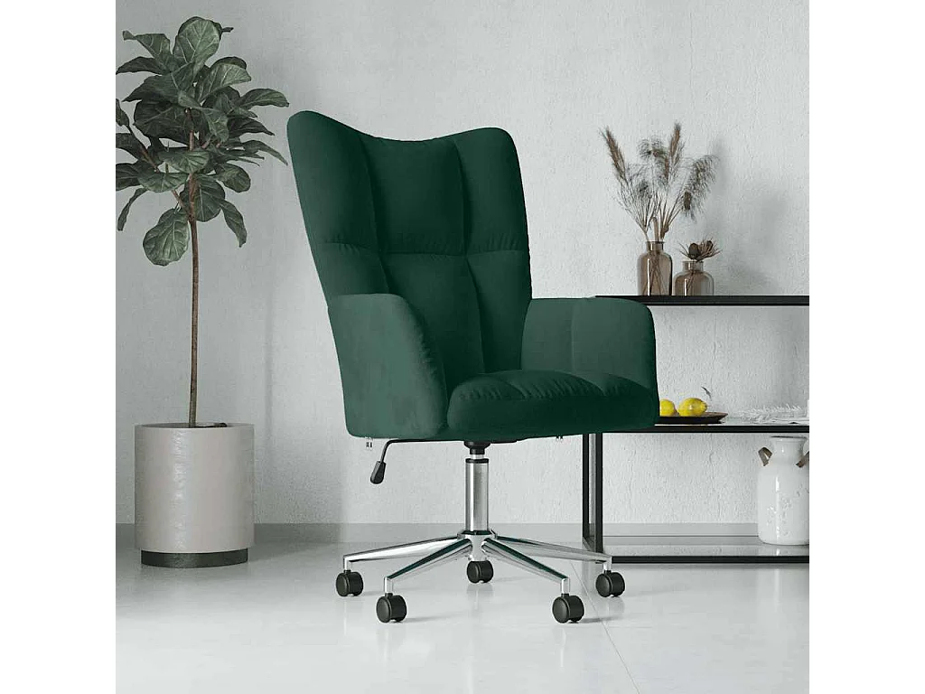 Chaise de relaxation Vert foncé Velours