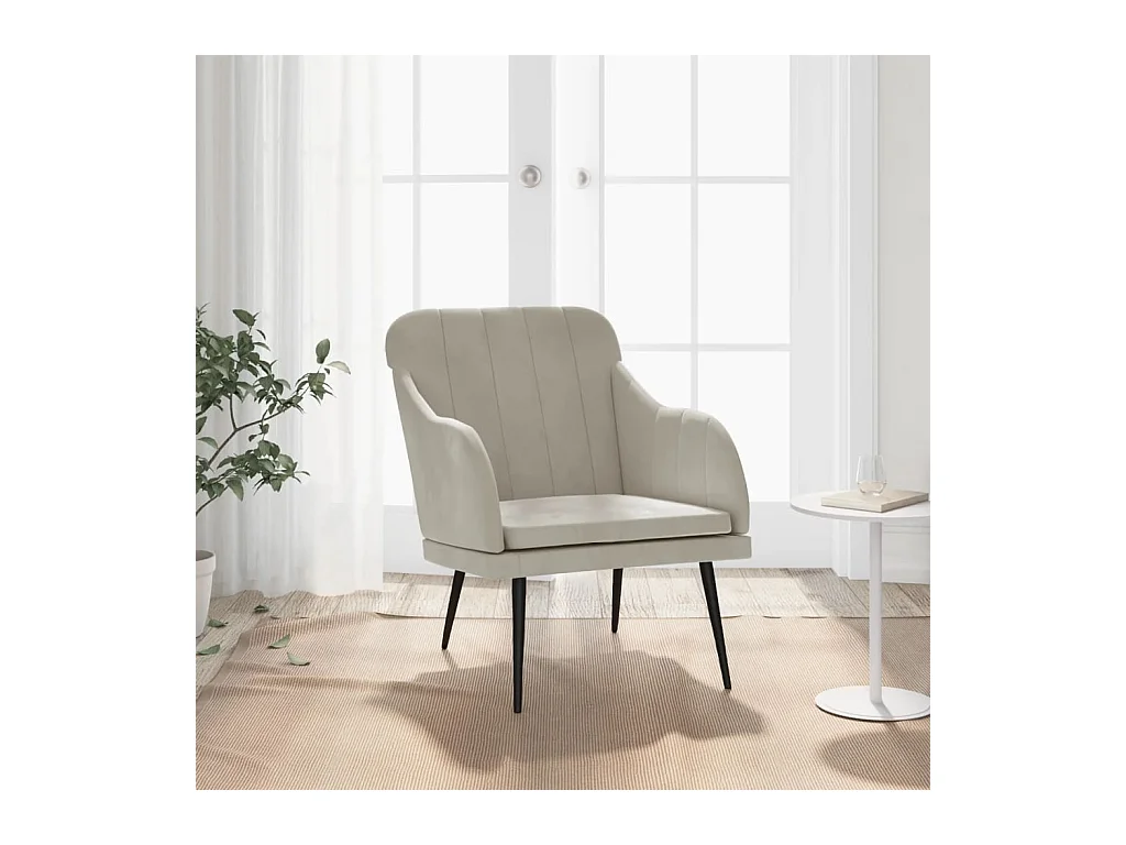 Fauteuil Gris clair 63x76x80 cm Velours