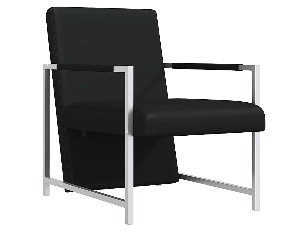Fauteuil avec pieds chromés Noir Similicuir