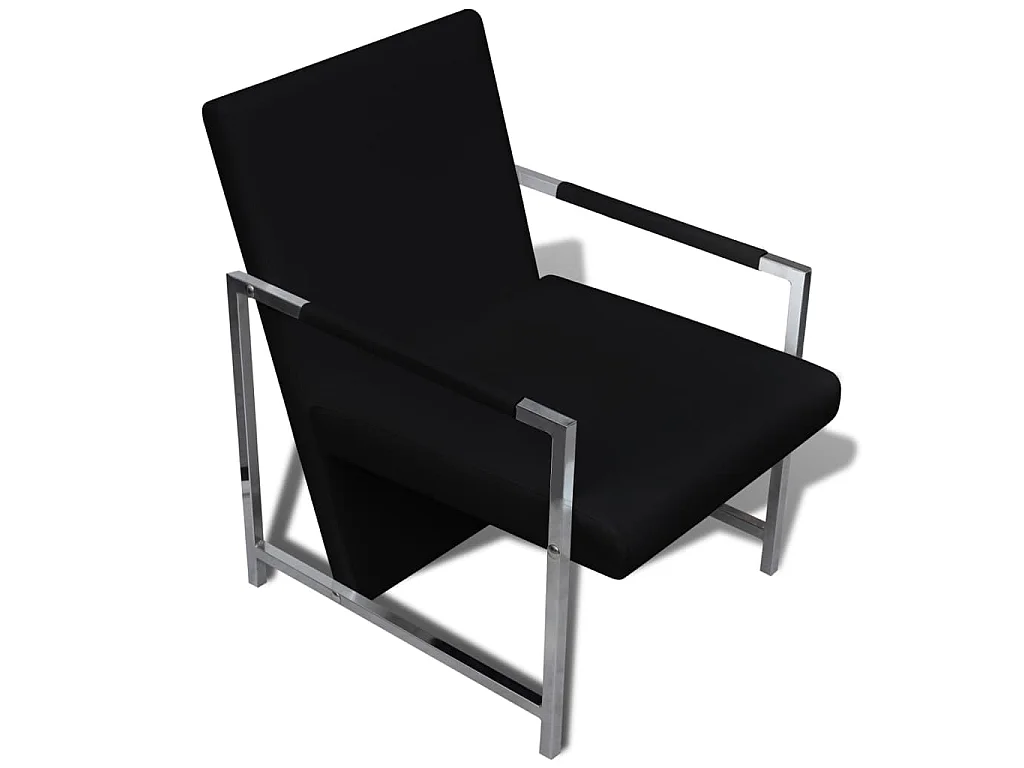 Fauteuil avec pieds chromés Noir Similicuir