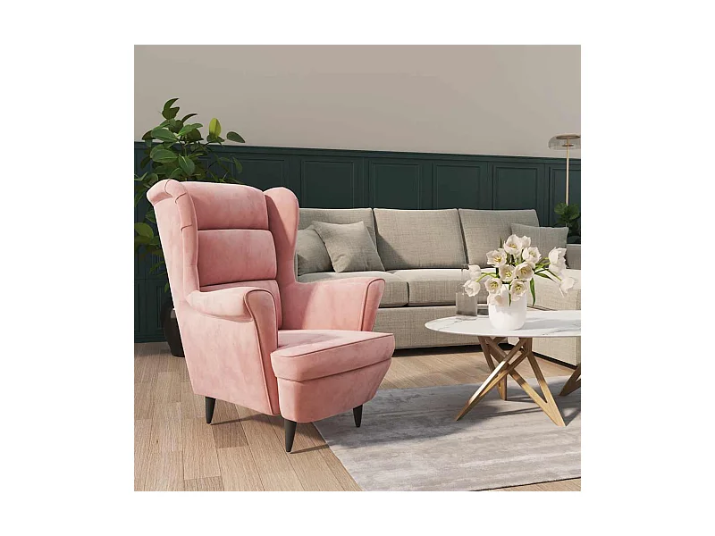 Fauteuil rose velours