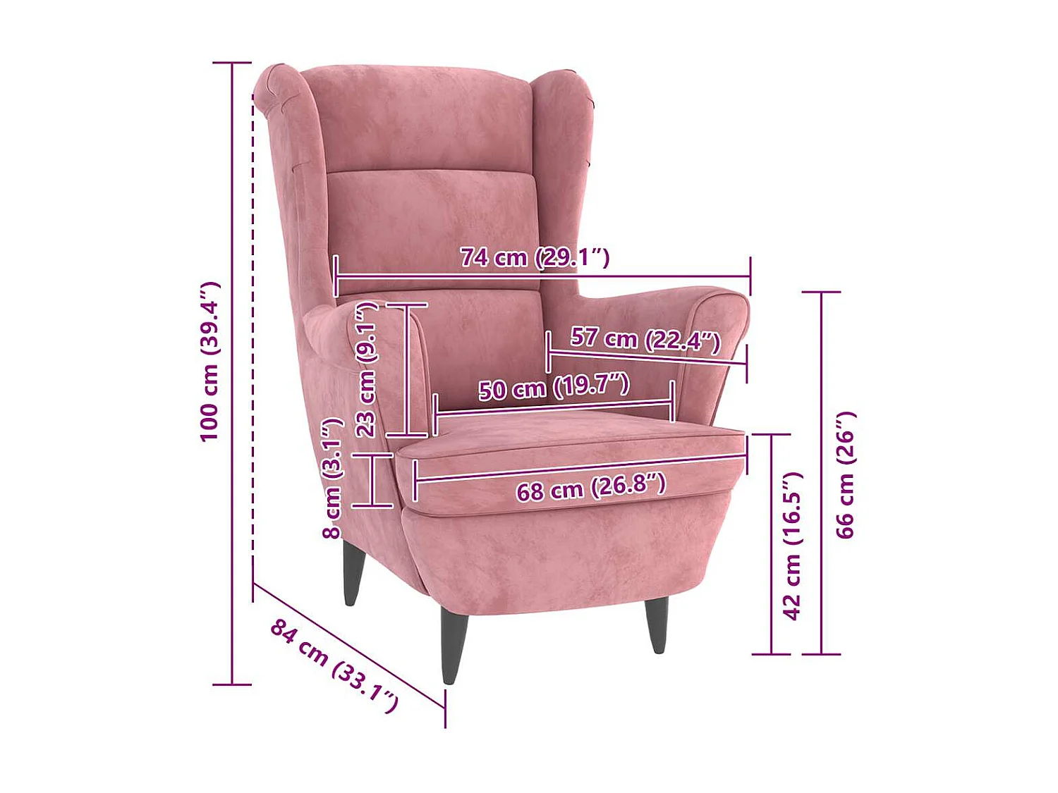 Fauteuil fluweel roze