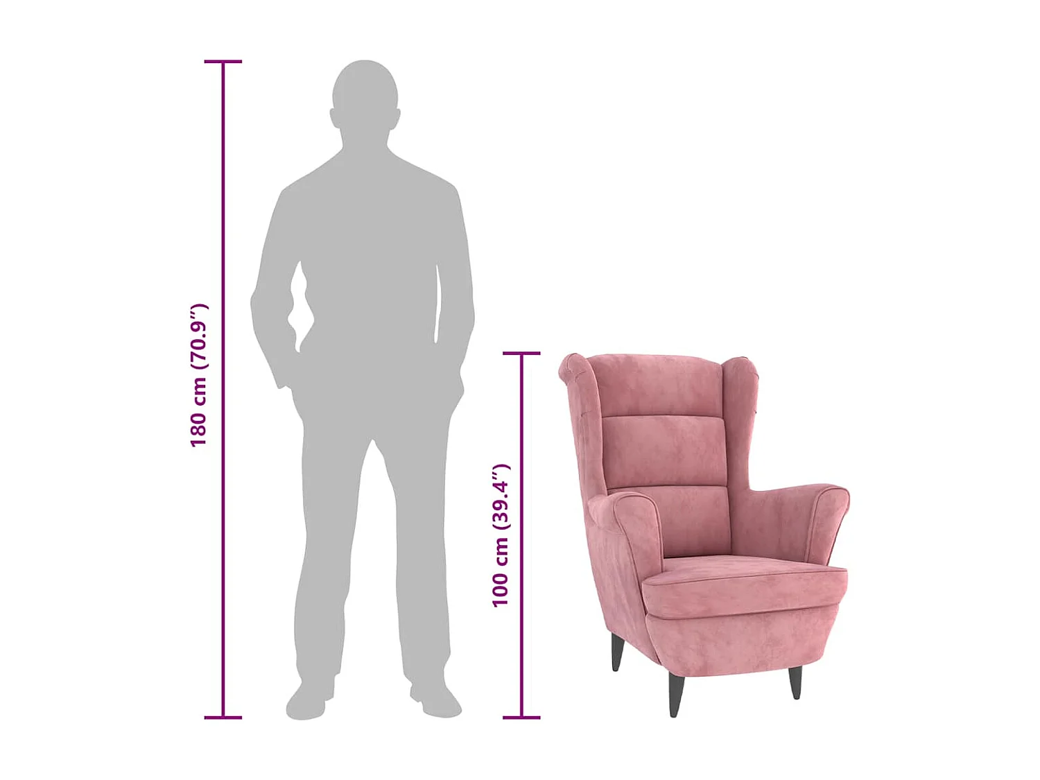 Fauteuil fluweel roze