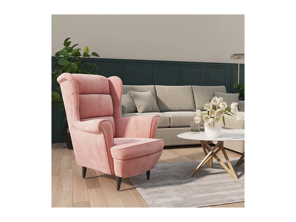 Fauteuil fluweel roze