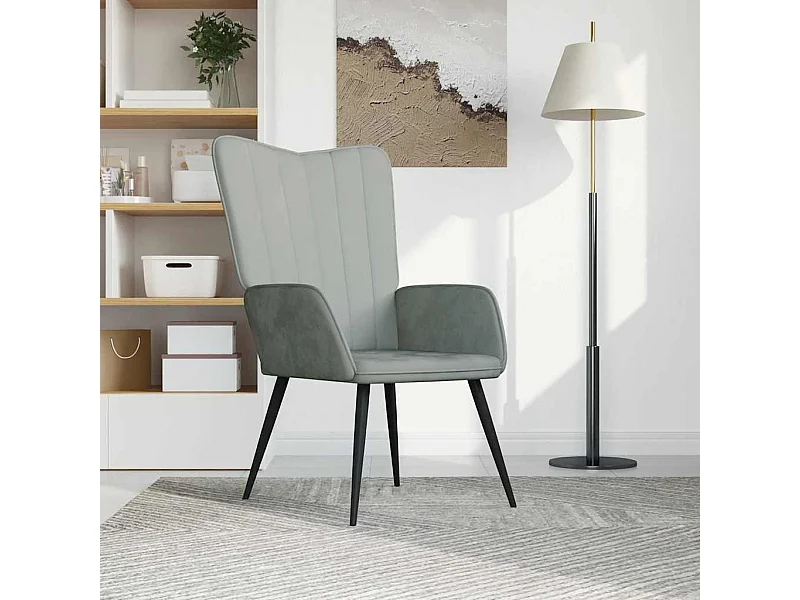 Sedia Relax Grigio Chiaro in Velluto