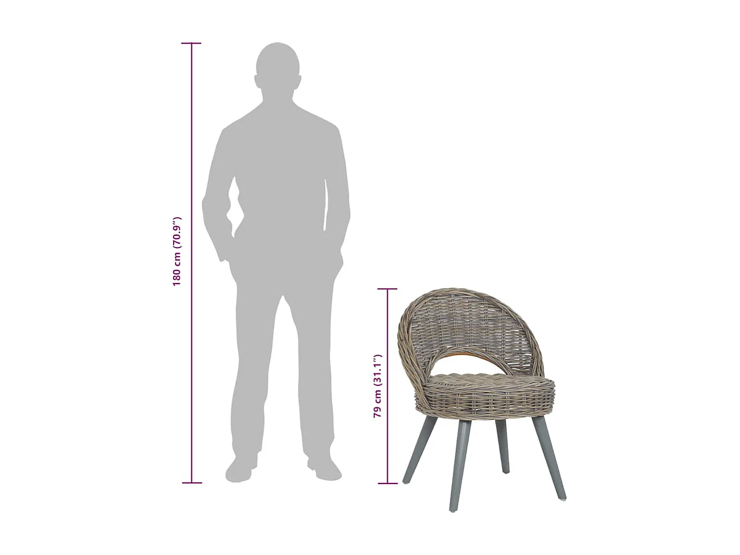 Fauteuil kubu rattan grijs