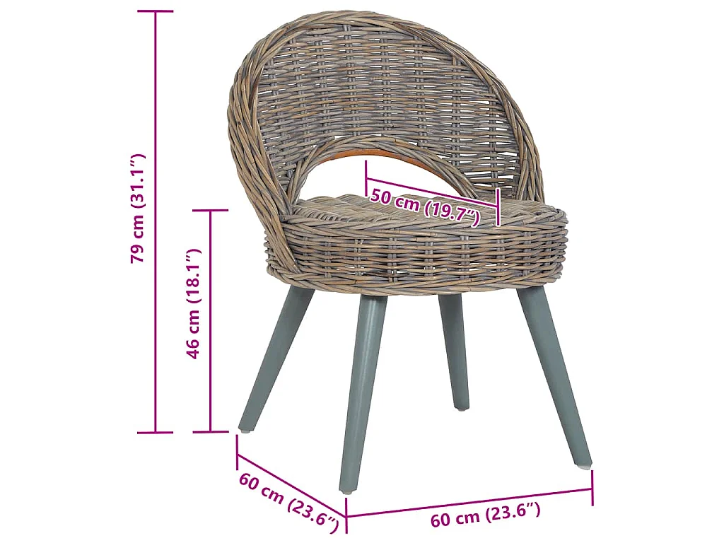 Fauteuil kubu rattan grijs