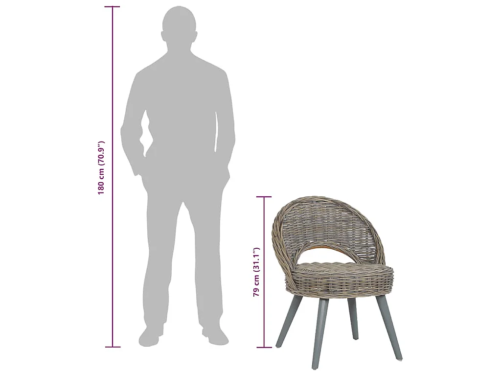 Fauteuil kubu rattan grijs