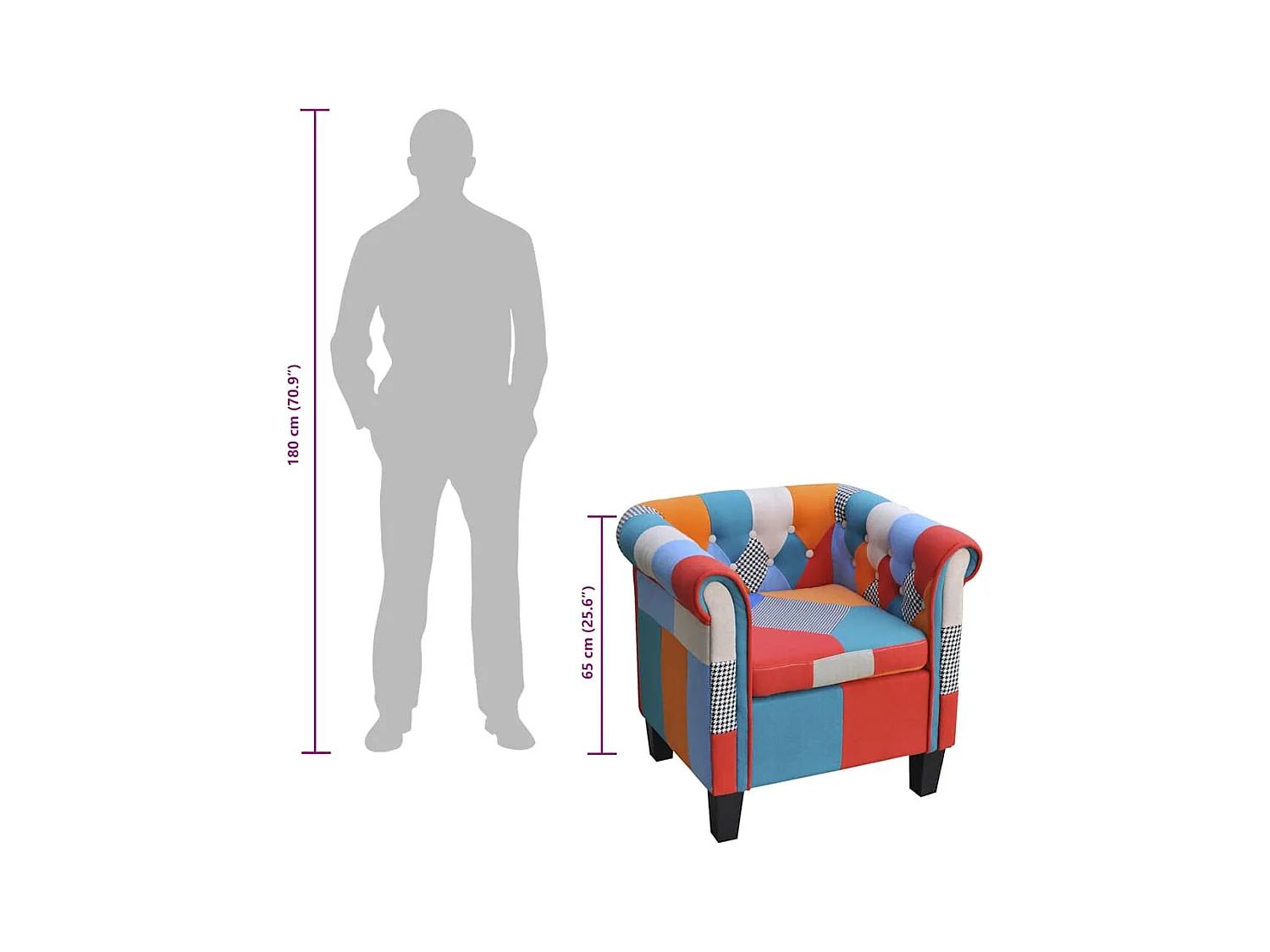 Fauteuil avec design de patchwork Tissu