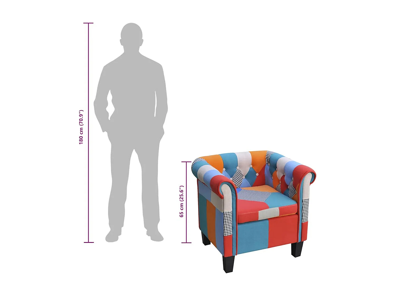 Fauteuil avec design de patchwork Tissu