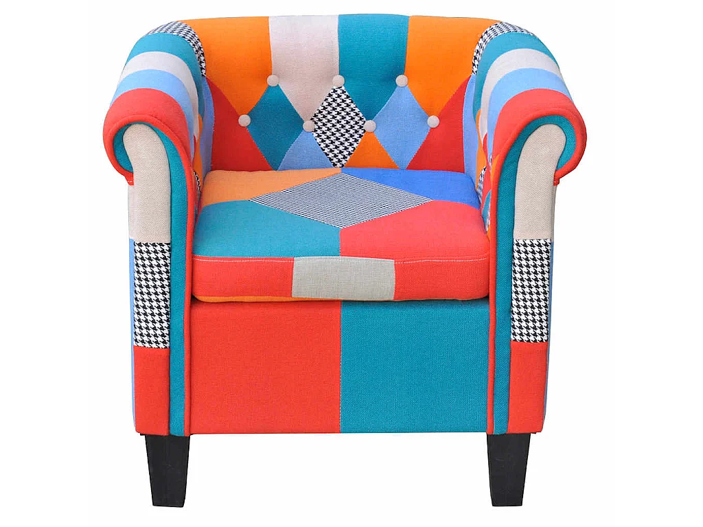 Poltrona con Design Patchwork in Tessuto