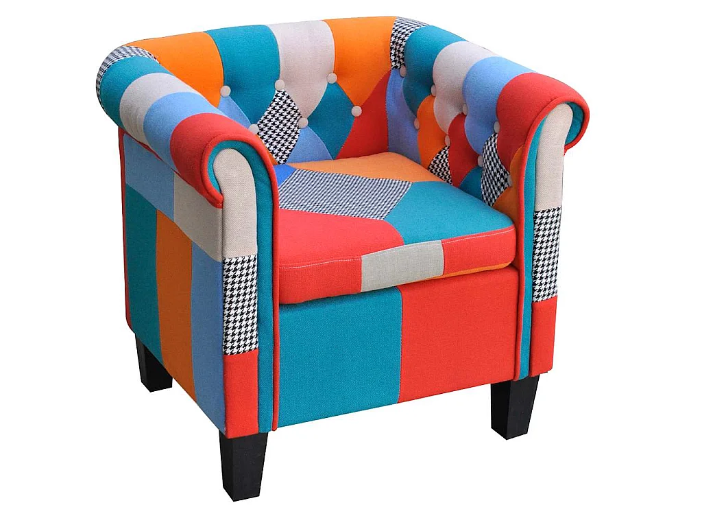 Poltrona con Design Patchwork in Tessuto